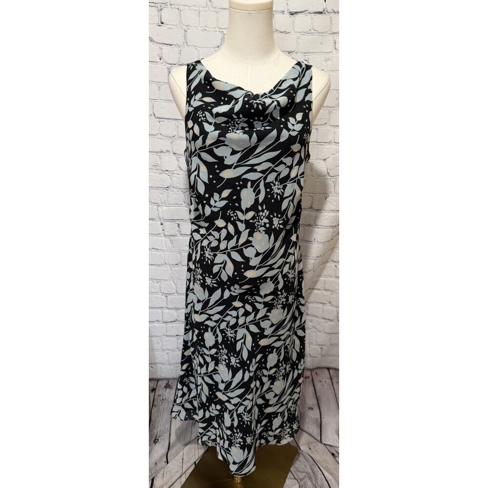 Ann Taylor Women’s Sleeveless Lined Floral Dress Size 10 Print Black Blue